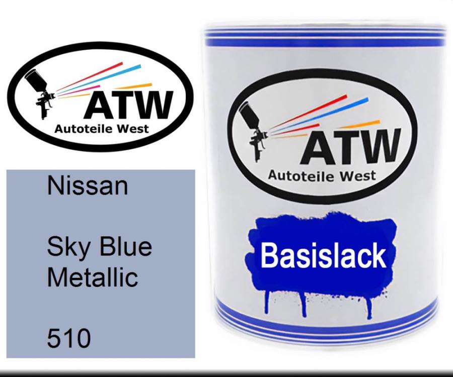 Nissan, Sky Blue Metallic, 510: 1L Lackdose, von ATW Autoteile West.